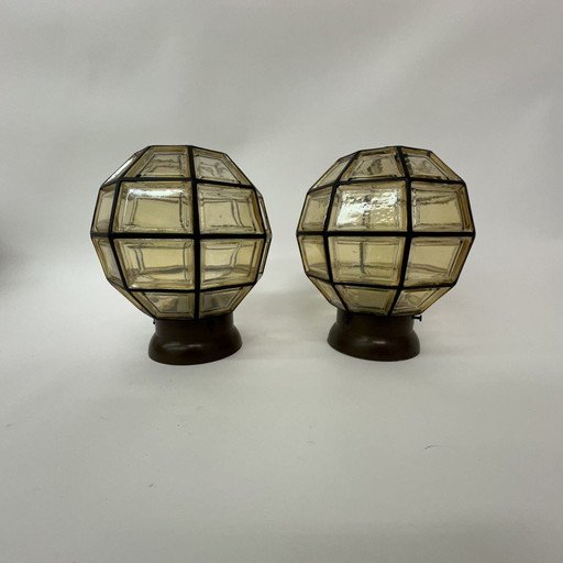 2 lámparas de techo de Limburg Glashutte, Alemania, años 60