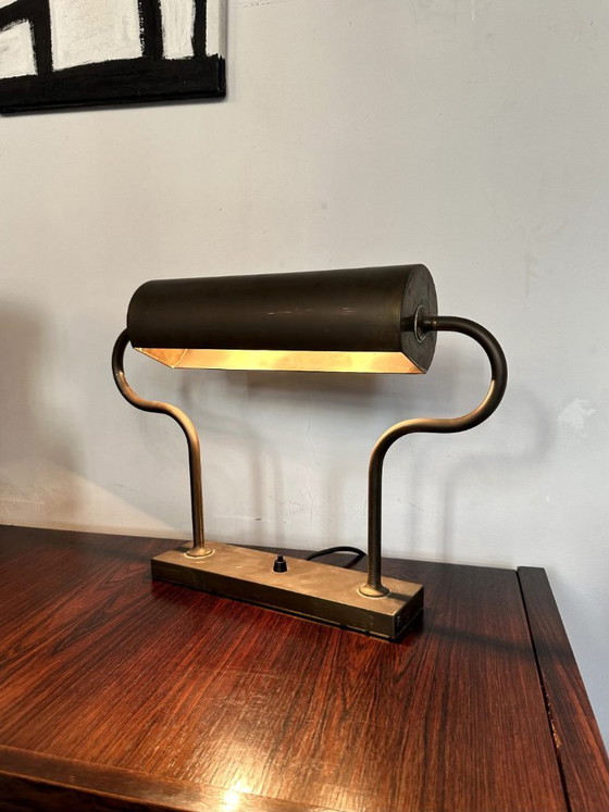Lampada da tavolo Florian Schulz in ottone massiccio, anni '70, Lampade da tavolo, Dorato, Bauhaus (foto 7 di 8)