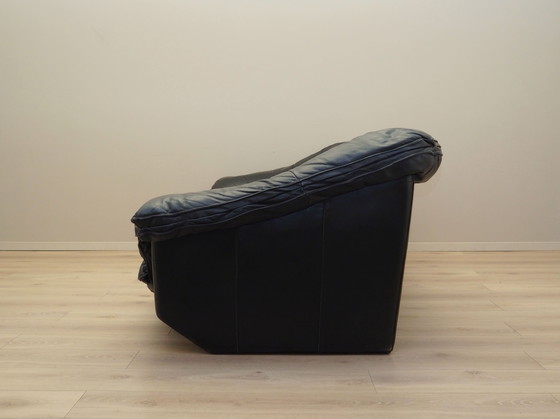 Image 1 of Divano in pelle nera, design italiano, anni '60, produzione: Italia