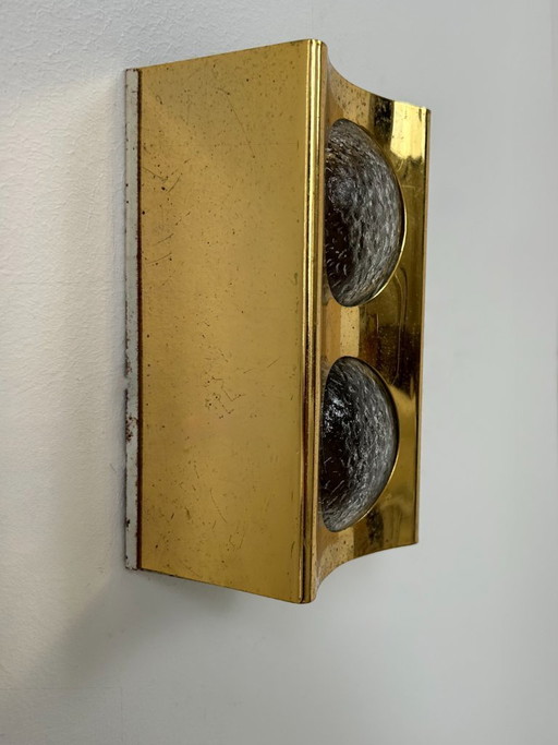 Vintage wall light in brass and bubble glass, France, 1950