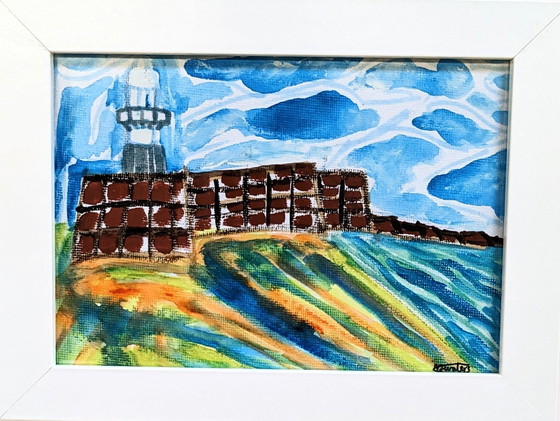 Image 1 of St Ives Smeatons Pier Original Aquarell Nigel Waters Signiert Gerahmtes Kunstwerk