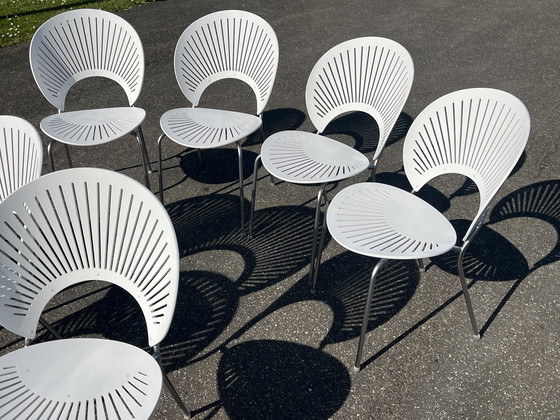 Image 1 of Set Van 8 Nanna Ditzel Stoelen “Trinidad” Voor Fredericia, Denemarken