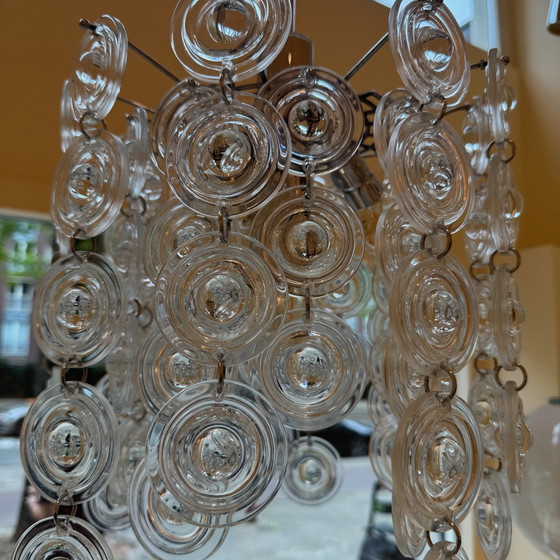 Gaetano Sciolari “Saturn” Glazen Kroonluchter – Gaeton Sciolari, Hanglampen, Glass, Chrome (photo 6 of 7)