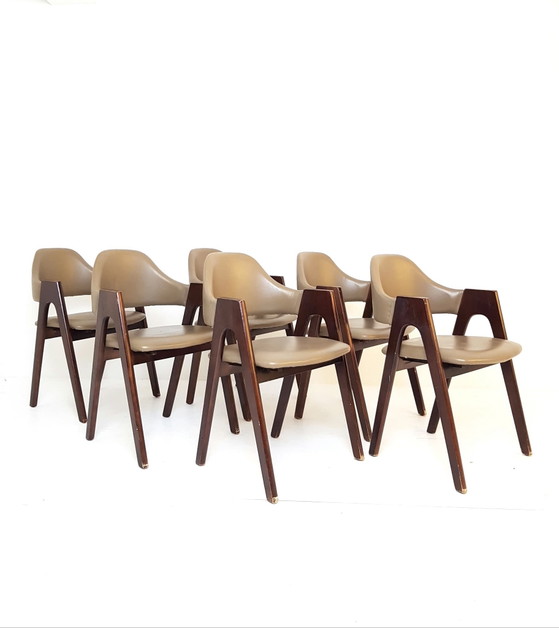 45 Deense stoelen eettafelstoelen | skai bekleding, Eetkamerstoelen, Hout, Bruin (foto 2 van 10)