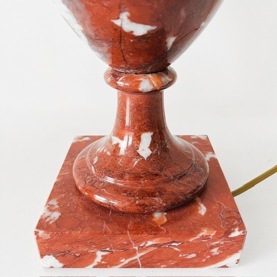 Image 1 of Pied de lampe balustre en marbre rouge de style Louis XVI, années 1920