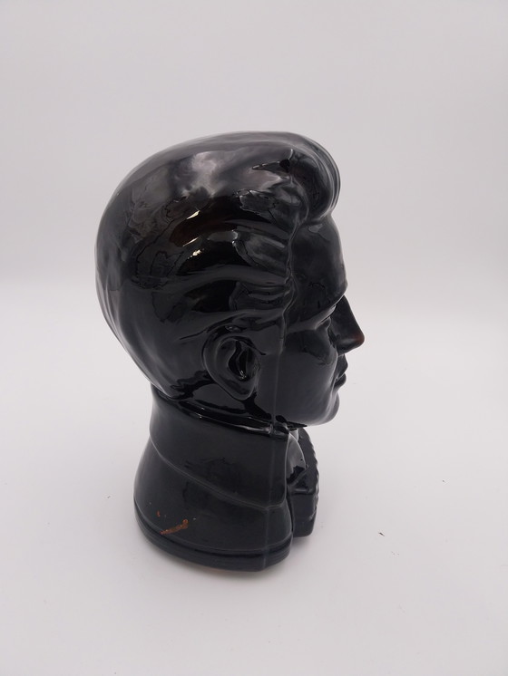 Image 1 of 1 x Elvis-Kopf aus Glas. In dunkelbraunem Glas von Ingrid Glas, 1970er Jahre