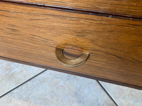 Image 1 of Scrivania direzionale bifacciale in stile scandinavo, in palissandro e metallo, con 6 cassetti, vintage anni '60.