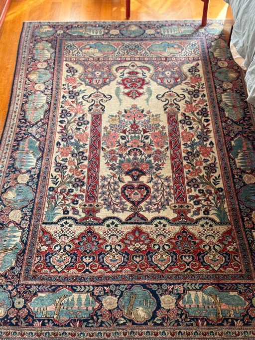 Tapis persan Kashan, vase médaillon, années 50-70