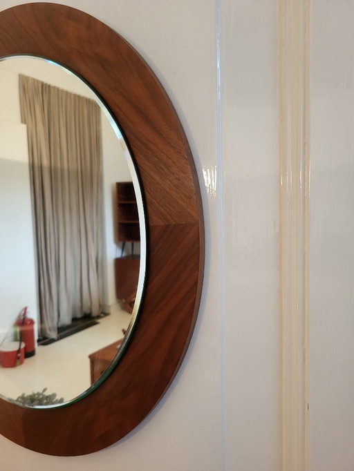 Miroir en teck avec verre taillé