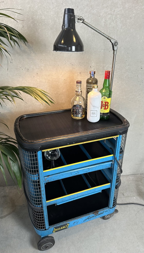 Image 1 of Vintage industrial trolley 'Hazet Assistent' + Rademacher lamp