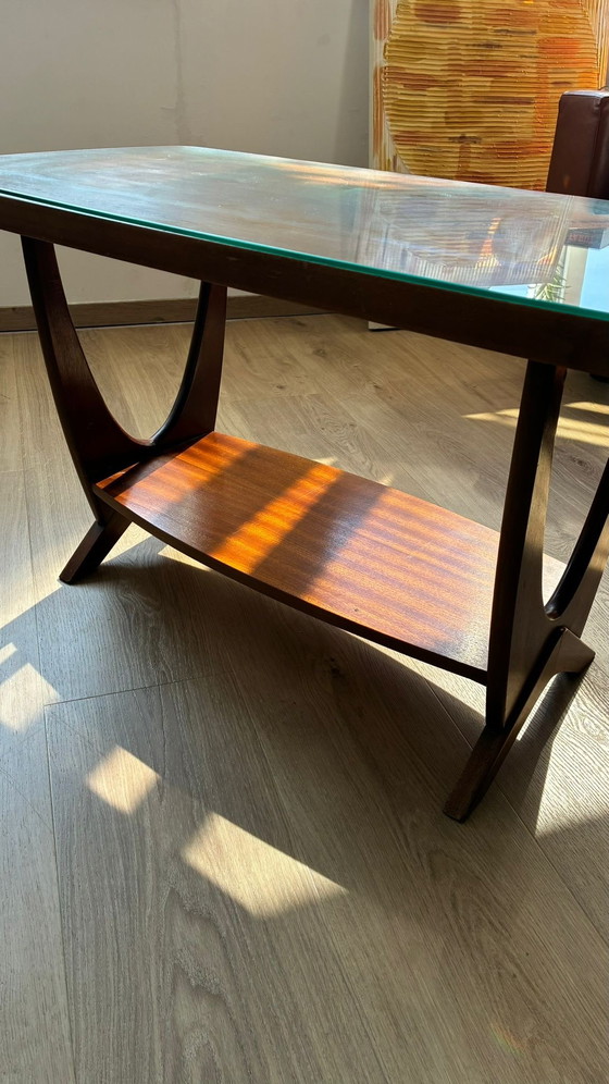 Image 1 of Mid-century coffee table with glass