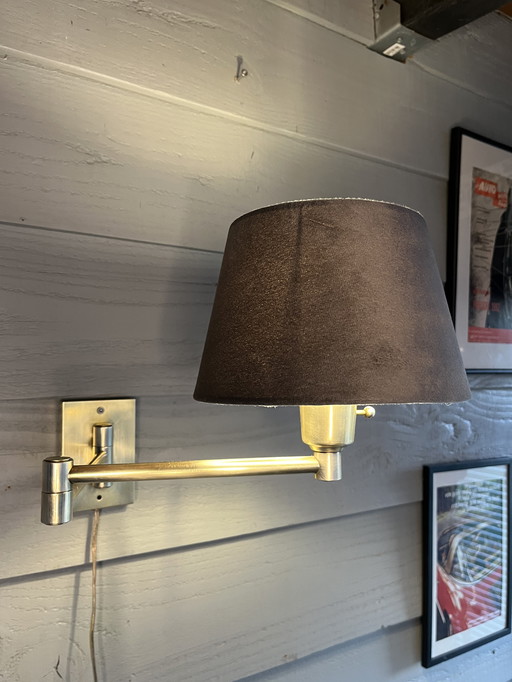 Vintage Gold Solid Brass Hollywood Regency Swing Arm Wall Lamp