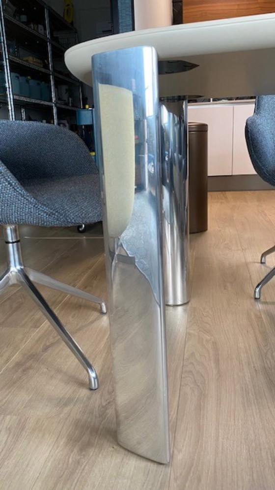 Image 1 of Leolux dining table Ceramic Top and Stainless Steel Legs 140 x 90