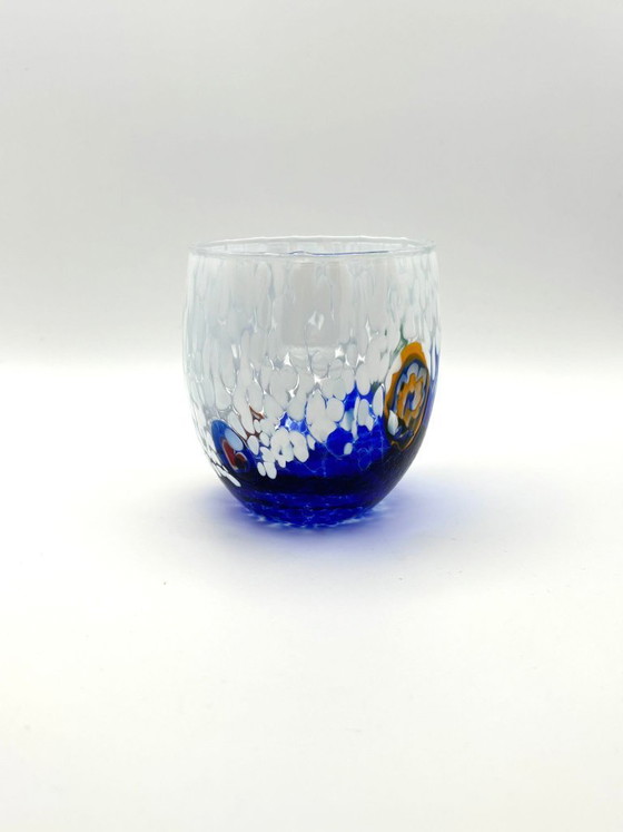 Image 1 of Set di 6 bicchieri in vetro soffiato veneziano con murrine Effetre Murano fuse nel vetro, hand made in italy.