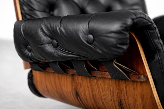 Image 1 of Vintage Mid-Century Modern Swiss Leather&Bentwood Lounge Chair by Martin Stoll for Giroflex, 1960s