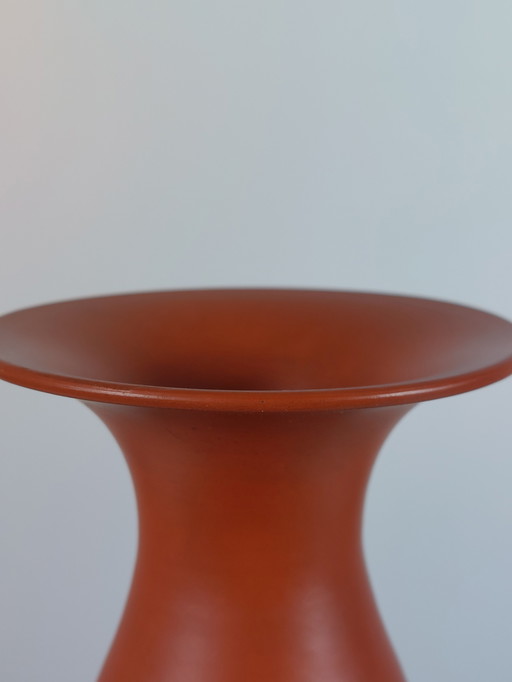 Vintage Mid Century Terracotta Vase Jawa Rillendekor Handarbeit