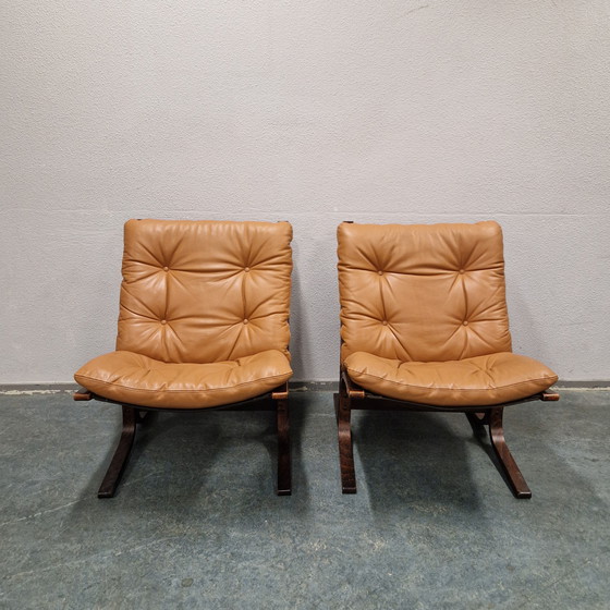 Image 1 of Set Ingmar Relling Siësta Chair Sedie Poltrona vintage in pelle cognac Westnova anni '60/'70