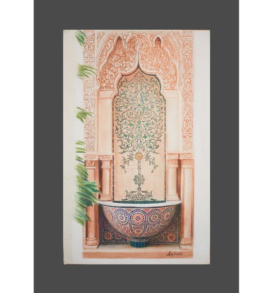 Image 1 of Arabic font painting on the wall. Original font painting. Hyperrealistic pastel drawing of an Arabic font. New.