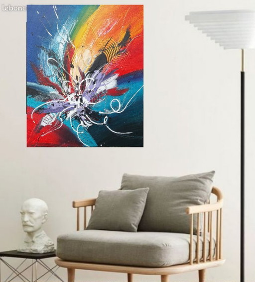 "Fragments d'instant" - Abstract work that captures a fleeting emotion. Format 12F (50x61). Painting by 2Luss'Art inspired by J.