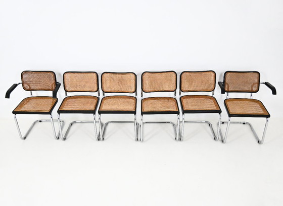 Dining Chairs Style B32 by Marcel Breuer Set of 6 – Metal, Rattan (photo 7 of 10)