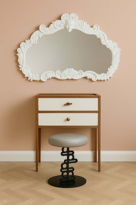 Image 1 of Taburet Ken di Marcel Wanders per Quodes - Design raro della collezione "Beautiful Women" - Argento/nero