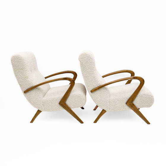 Image 1 of Attribute to Paolo Buffa Mid-Century Modern Italian Bouclé Armchairs, Pair