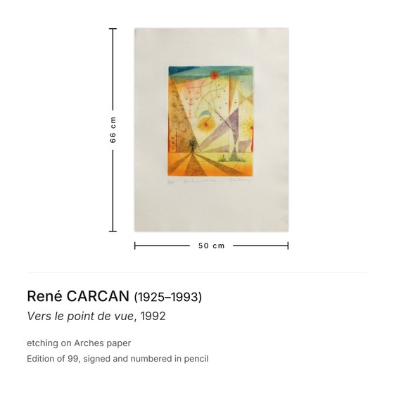 René Carcan Gravure Signée Vers Le Point De Vue 1992 – Lithographies et sérigraphies, Paper (photo 3 of 5)