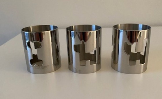 Image 1 of Servilleteros de acero inoxidable Alessi Girotondo - Juego de 6 servilleteros