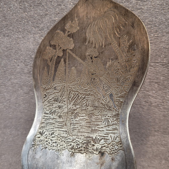 Image 1 of Serving Shovel, Engraved “Fisherman”, Silver Plate, Ff. Circa 1900 – France