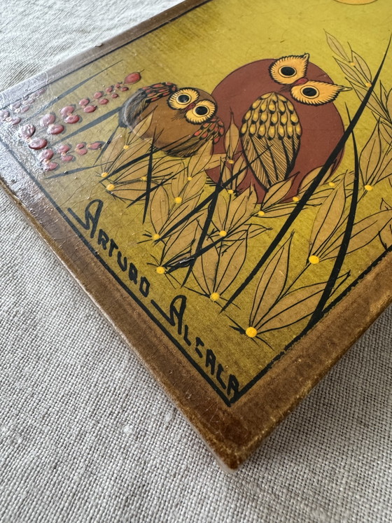 Owl; vintage painting from Mexico, Arturo Alcala - folk art, wood – Paintings & Drawings (photo 11 of 11)