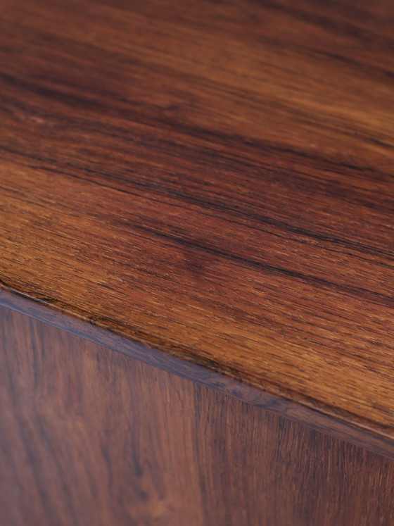 Image 1 of Lang dressoir lowboard palissander chroom vintage Deens