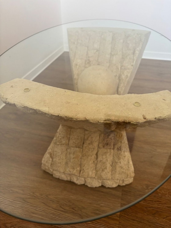 Image 1 of Table basse en pierre naturelle avec plateau en verre