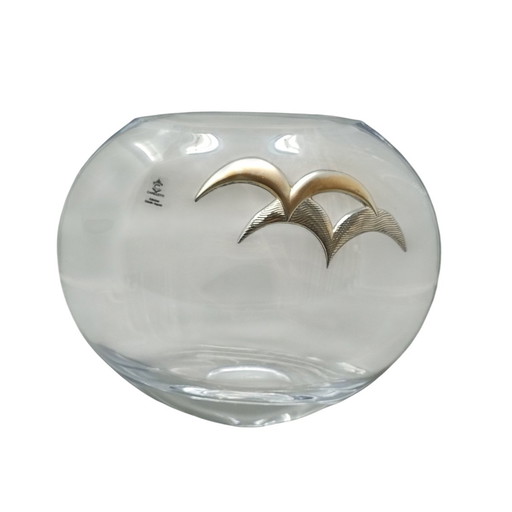 Vase de luxe des années 1970 en cristal et argent par Camilletti, fabriqué en Italie