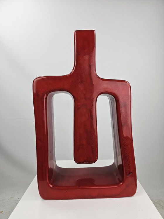 Image 1 of Ceramic Design Vase Red Italy