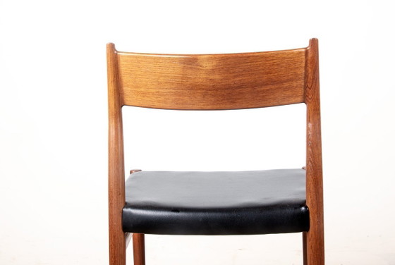 Image 1 of Set van 6 Deense stoelen van teak en skai, nieuw, model 418 van Arne Vodder voor Sibast 1960.