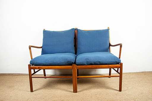 Canapé Danois, 2 places, en Acajou et Cannage, modèle PJ 149/2 OU « Colonial chair » par Ole Wanscher pour Poul Jeppesen.