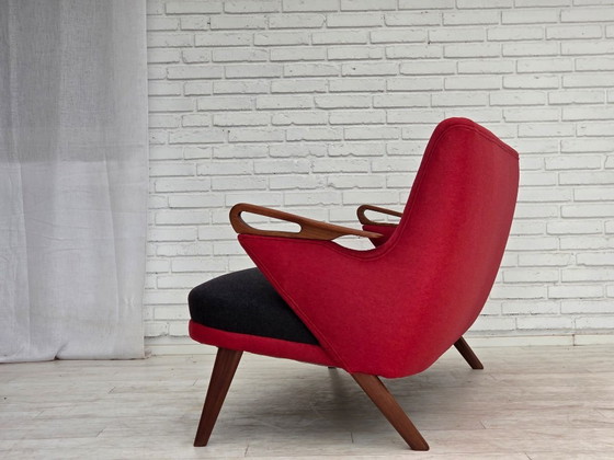 Image 1 of Sofá de dos plazas, diseño danés de Ch. F. Brodersen, década de 1960, retapizado.