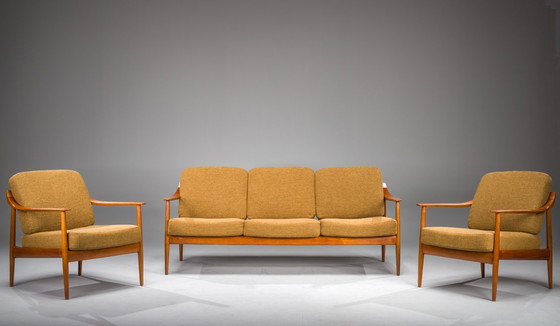 Image 1 of Mid-Century Lounge Chairs and 3-Seater Sofa by Walter Knoll Antimott, 1960s, Set of 3