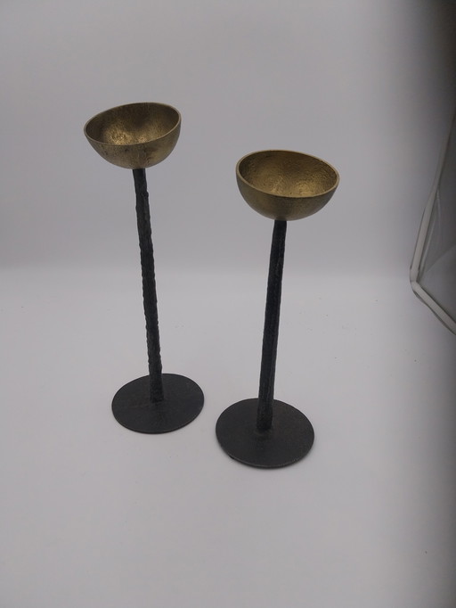 1 x set of brutalist style candle holders