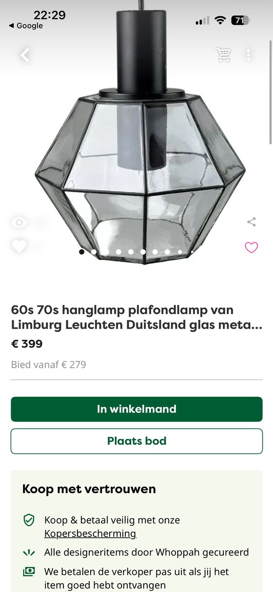 Image 1 of Unique: Vintage Glashütte Limburg Pendant Lamp 'New Old Stock' (New in Box!)