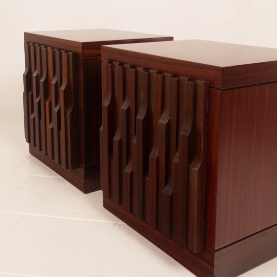 Luciano Frigerio Brutaliste Bois de Padouk Gaetano Tables de nuit pour Frigerio di Desio – Wood (photo 16 of 23)