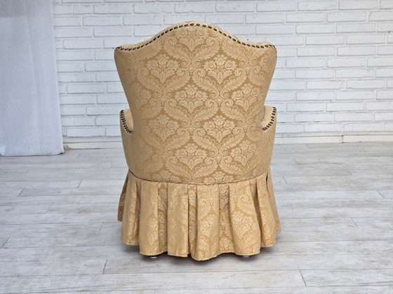 1960s, Danish cocktail lounge chair, jacquard fabric, beech wood. – Armchairs, Textile (photo 7 of 17)