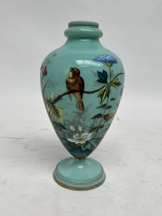 Image 1 of Two unique vases with a bird scene