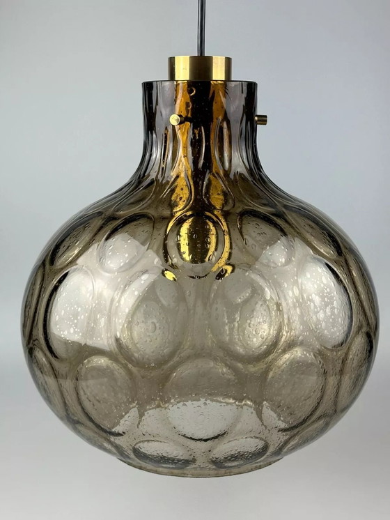 Image 1 of Lampada da soffitto anni &#39;60-&#39;70 Glashütte Limburg Germania vetro e ottone Space Age