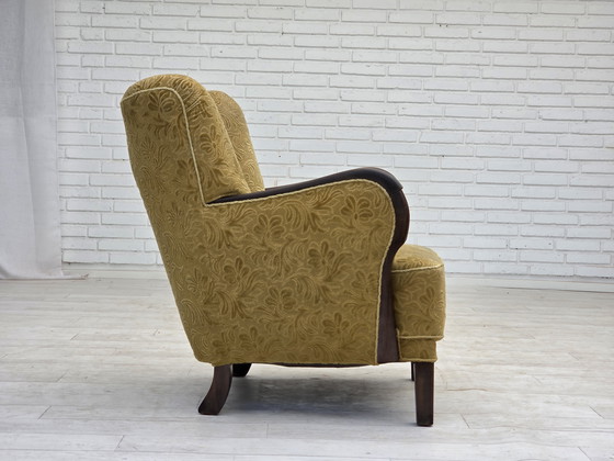 Image 1 of 1960er Jahre, Dänisches Design, Sessel, Originalzustand, Möbelstoff, dunkles Buchenholz.