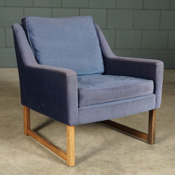 Image 1 of Vintage zithoek/zitgroep – blauw velours – JAB Anstoetz – jaren 70