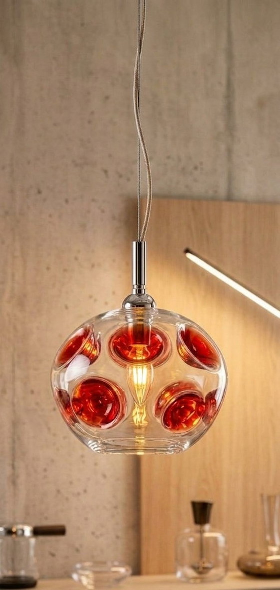 Image 1 of Lámpara colgante estilo era espacial, cristal de Murano original, altura ajustable.