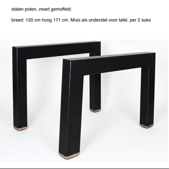 Industriële design eettafel / vergadertafel - massief eiken - 250 bij 120 – polished steel, Wood (photo 9 of 9)