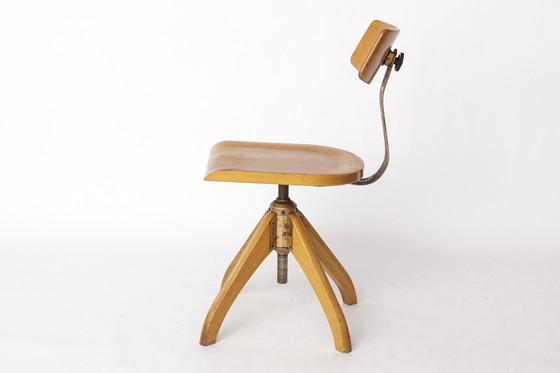 Image 1 of Industrial Swivel Chair by Ama Elastik – 1950s Vintage Bauhaus Design, Wood & Metal