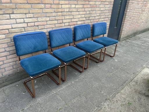 4x Blue Pure Diamond Tube Frame Chairs